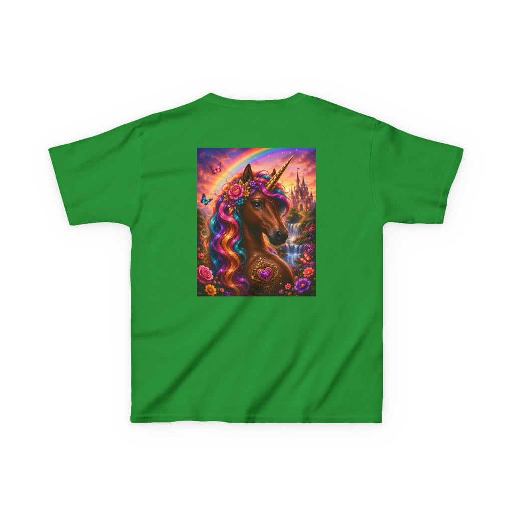 Kids Brown Unicorn Tee — Rainbow Fantasy Magical Horse Shirt