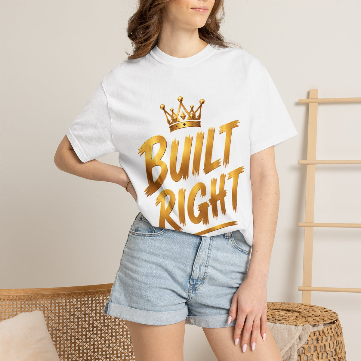 Built Right T-Shirt — Christian Faith Floral Cross Tee (She Is Built Different)