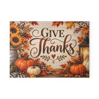 Give Thanks Glass Cutting Board — Autumn Pumpkin & Sunflower Kitchen Decor (Thanksgiving)