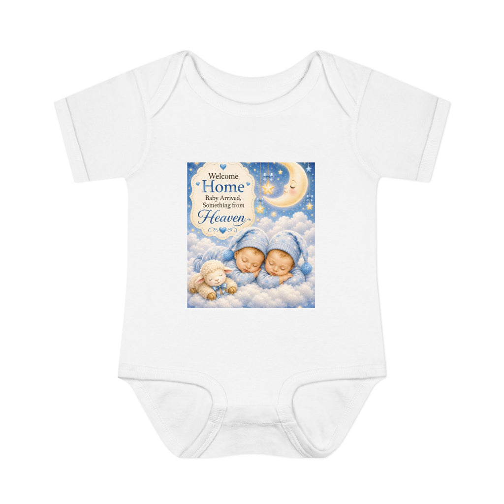 Baby Bodysuit – "Welcome Home Baby" Angel Twins Nursery Bodysuit (Heaven Quote)