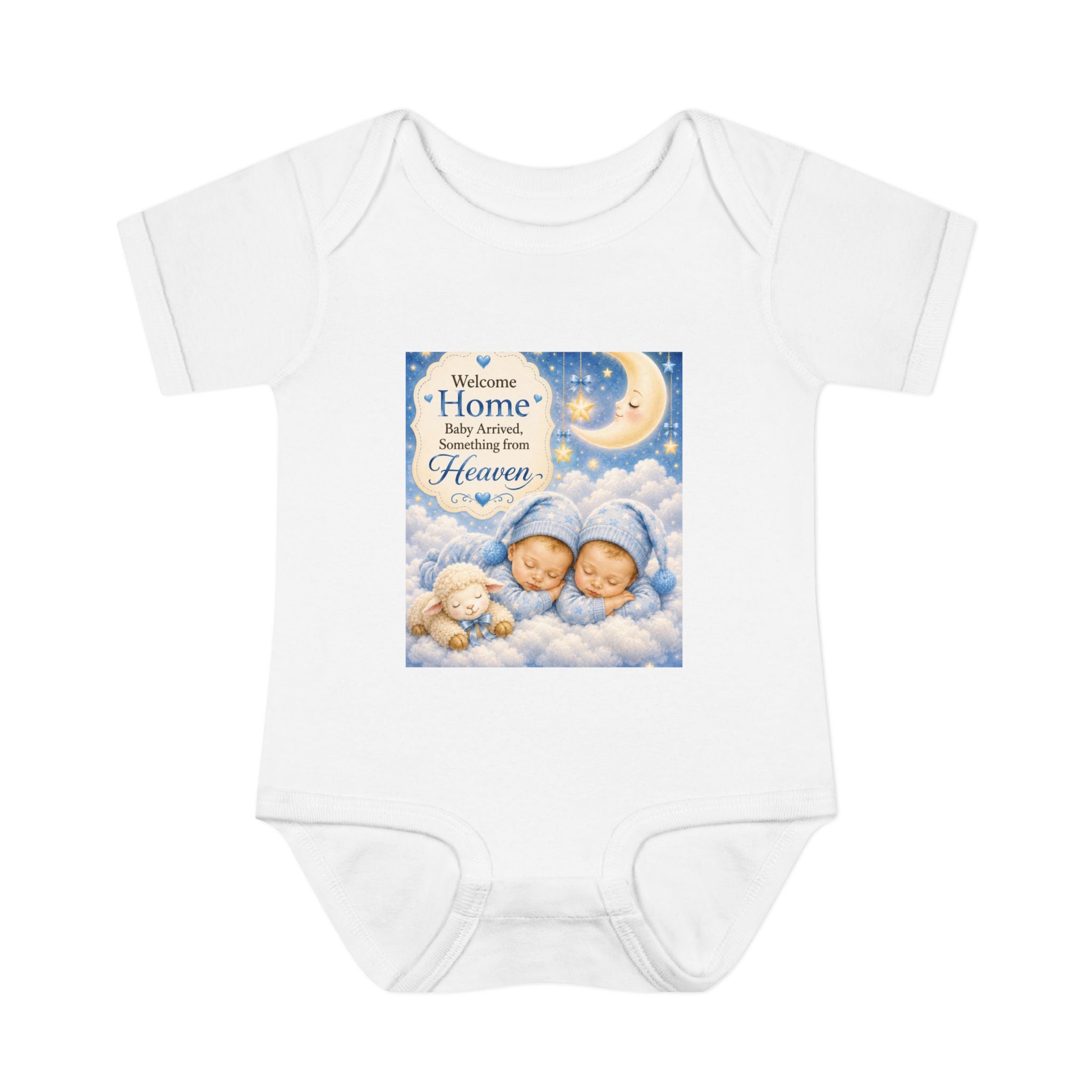 Baby Bodysuit – "Welcome Home Baby" Angel Twins Nursery Bodysuit (Heaven Quote)