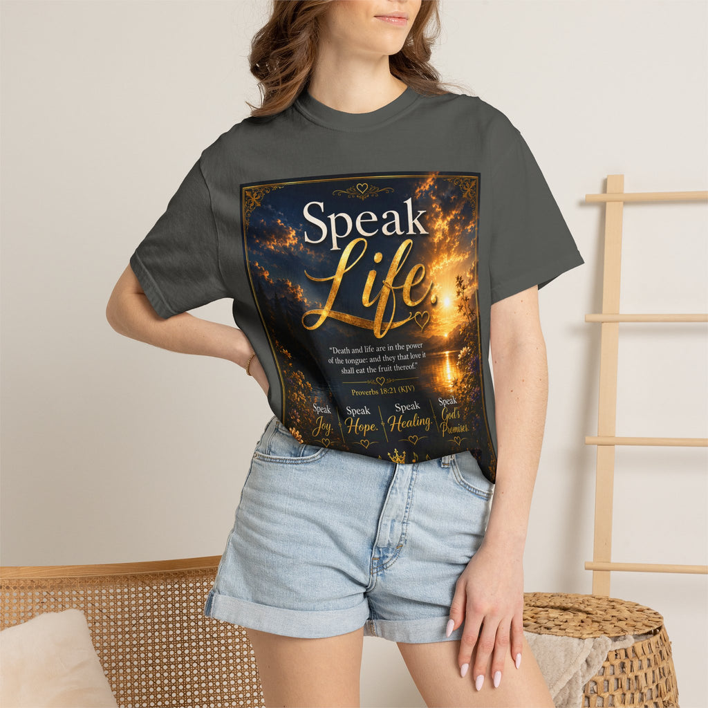 Christian Inspirational T-Shirt — "Speak Life" & "Still on the Throne" Faith Graphic Tee