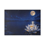 Moonlit Lotus Glass Cutting Board — Serene Nightscape Kitchen & Serving Platter