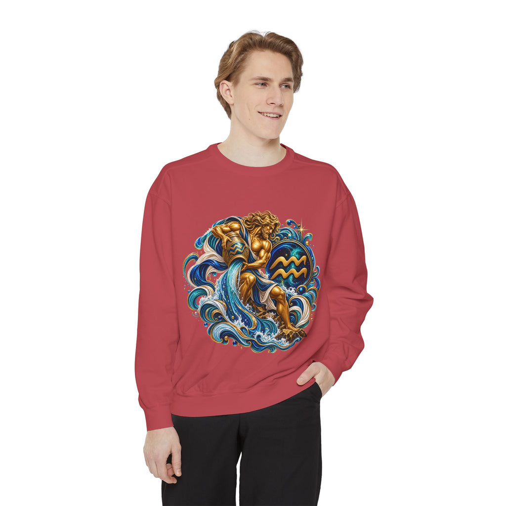 Aquarius Zodiac Sweatshirt — Water Bearer Astrology Graphic Crewneck