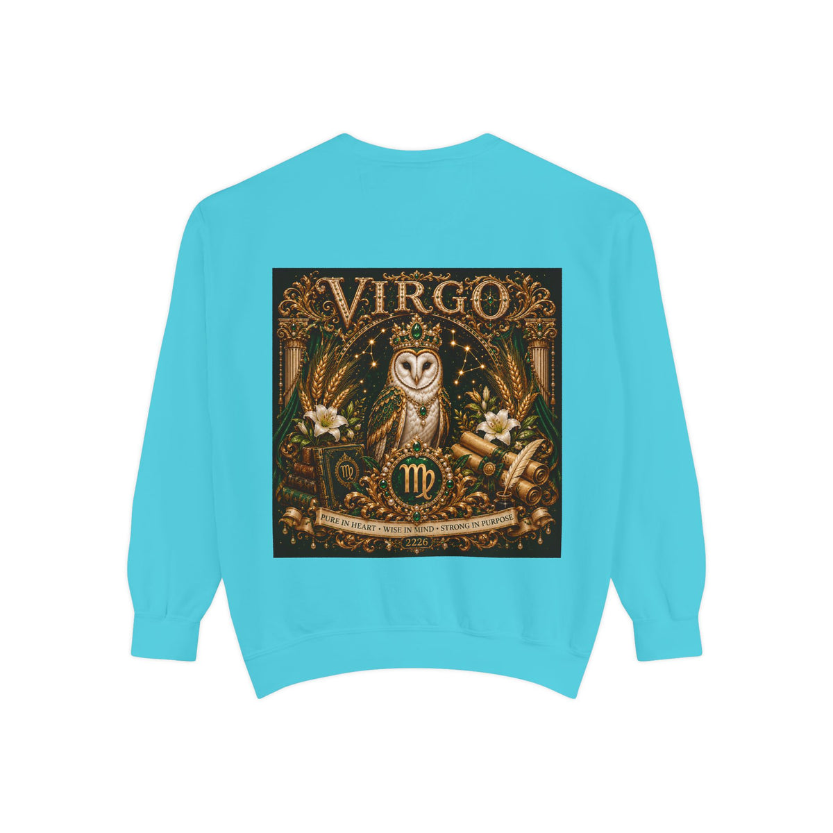 Virgo Zodiac Sweatshirt — Virgo Goddess & Owl Astrology Crewneck