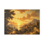 Glass Cutting Board - Golden Sunset Coastal Landscape Print, Tempered Glass Kitchen Board