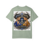 Gemini Zodiac Twin Queens T-Shirt — Elegant Blue & Gold Astrology Tee