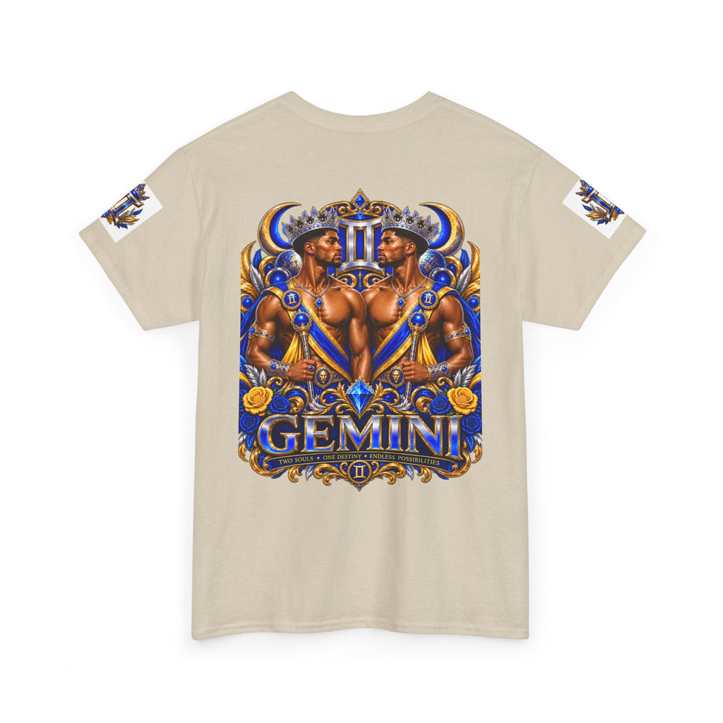 Gemini Zodiac Tee — Bold Royal Twin Astrology T‑Shirt