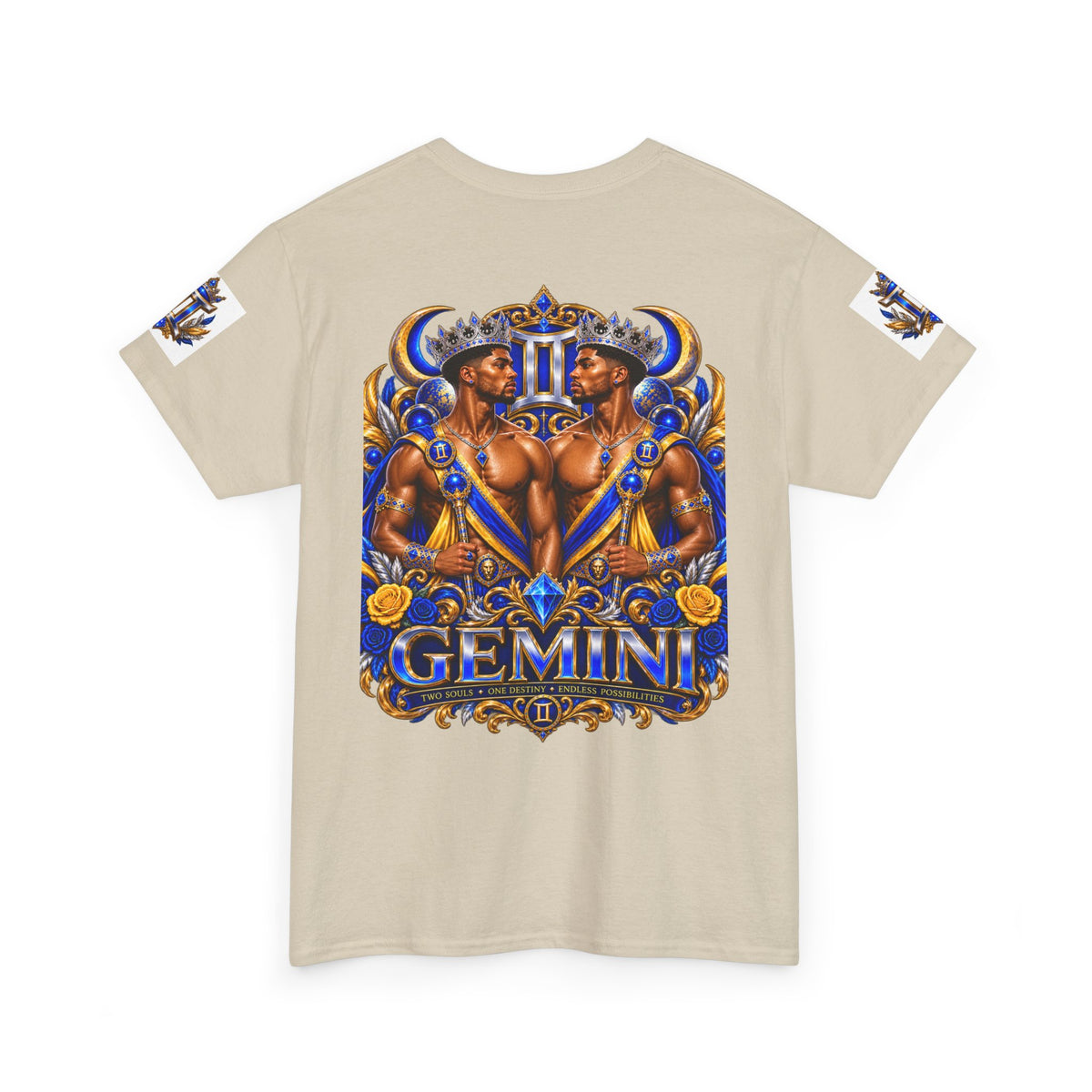 Gemini Zodiac Tee — Bold Royal Twin Astrology T‑Shirt