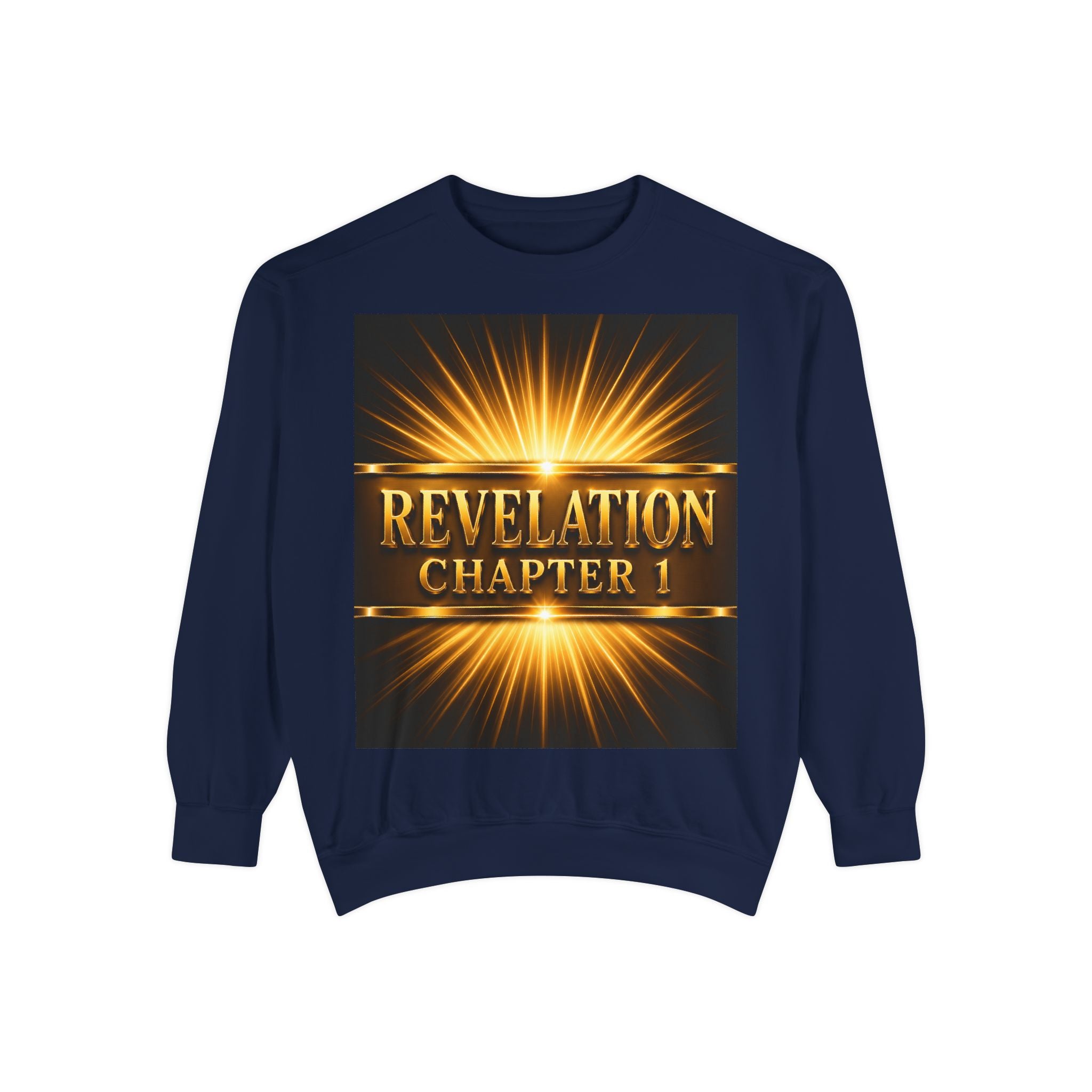 Revelation Chapter 1 Sweatshirt — Golden Christ Return Religious Crewneck