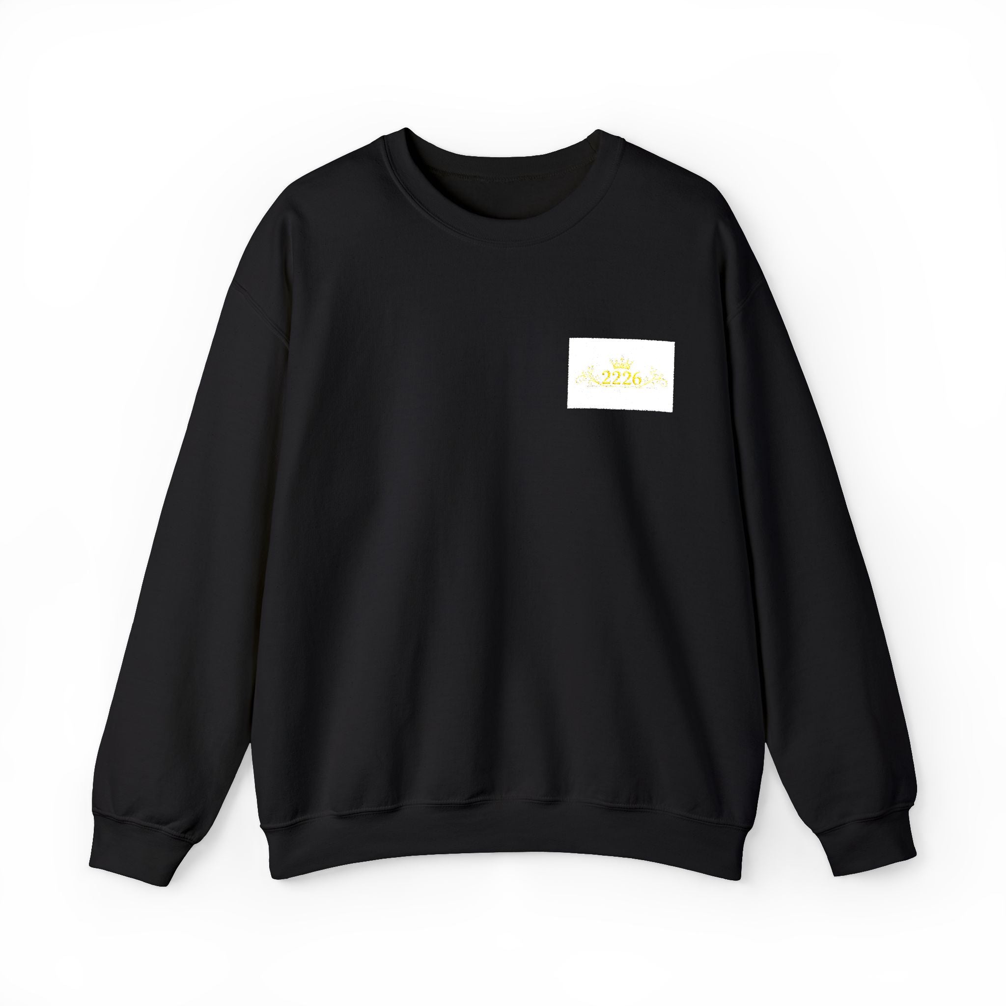 Crewneck Sweatshirt — Tiny Golden Crest Chest Patch