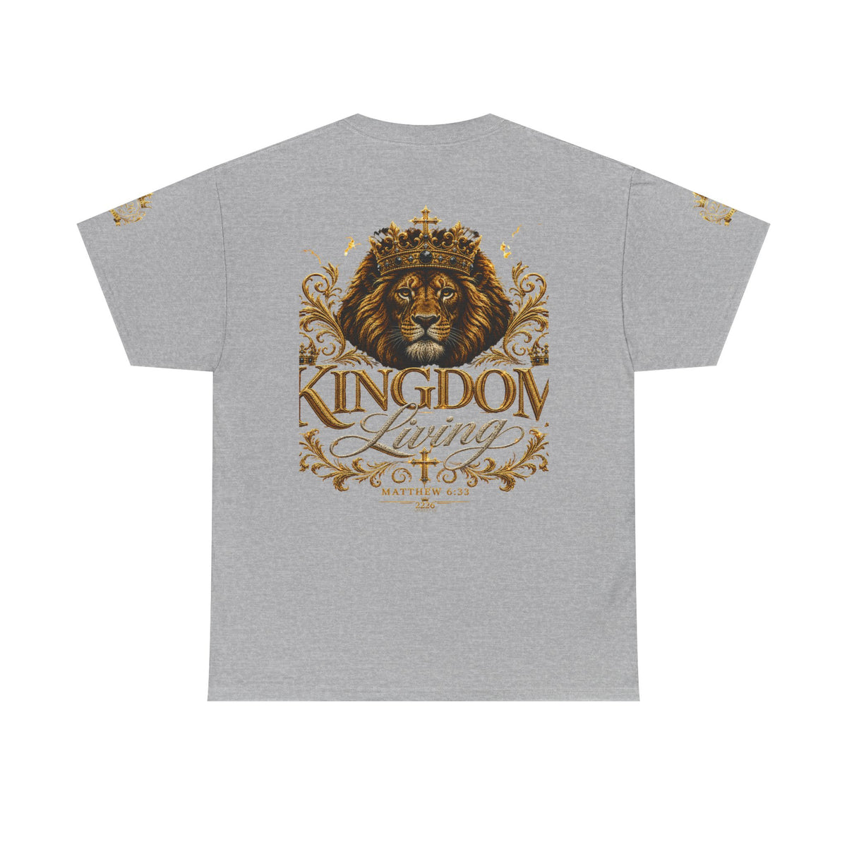 Kingdom Living Lion Tee — Regal Crowned Lion Graphic T-Shirt (Matthew 6:33)