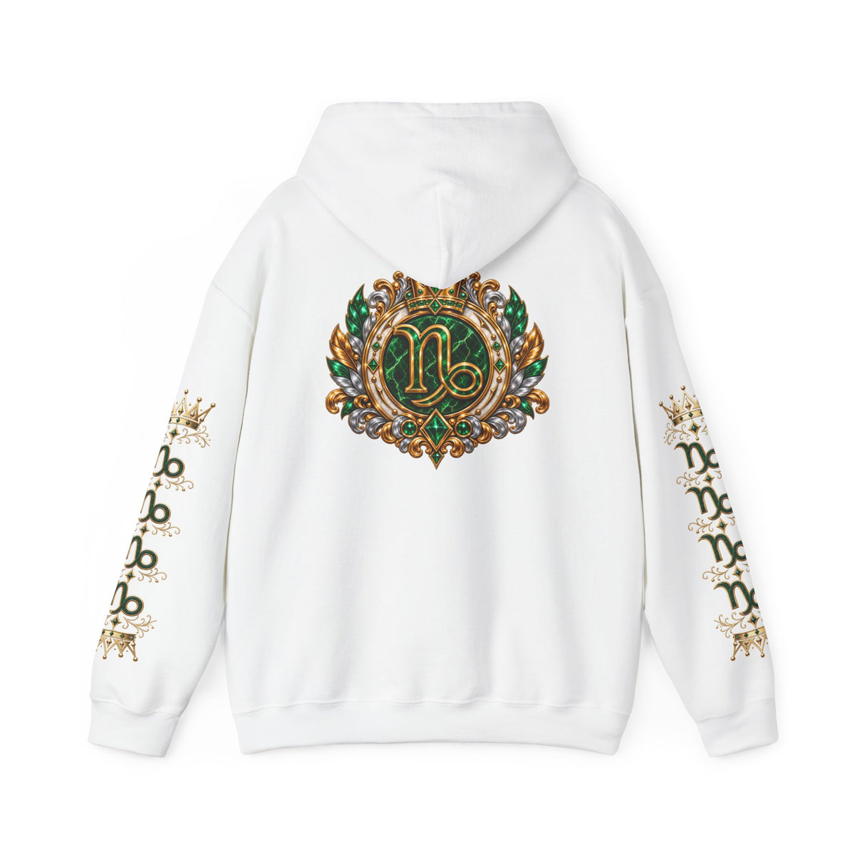 Capricorn Zodiac Crest Hoodie — Ornate Zodiac Virgo Emblem Hooded Sweatshirt