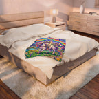 Unicorn Rainbow Velveteen Plush Blanket — Magical Castle Fantasy Throw for Kids