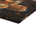 Glass Cutting Board — "Good Morning" Breakfast Scene Decorative Kitchen Board