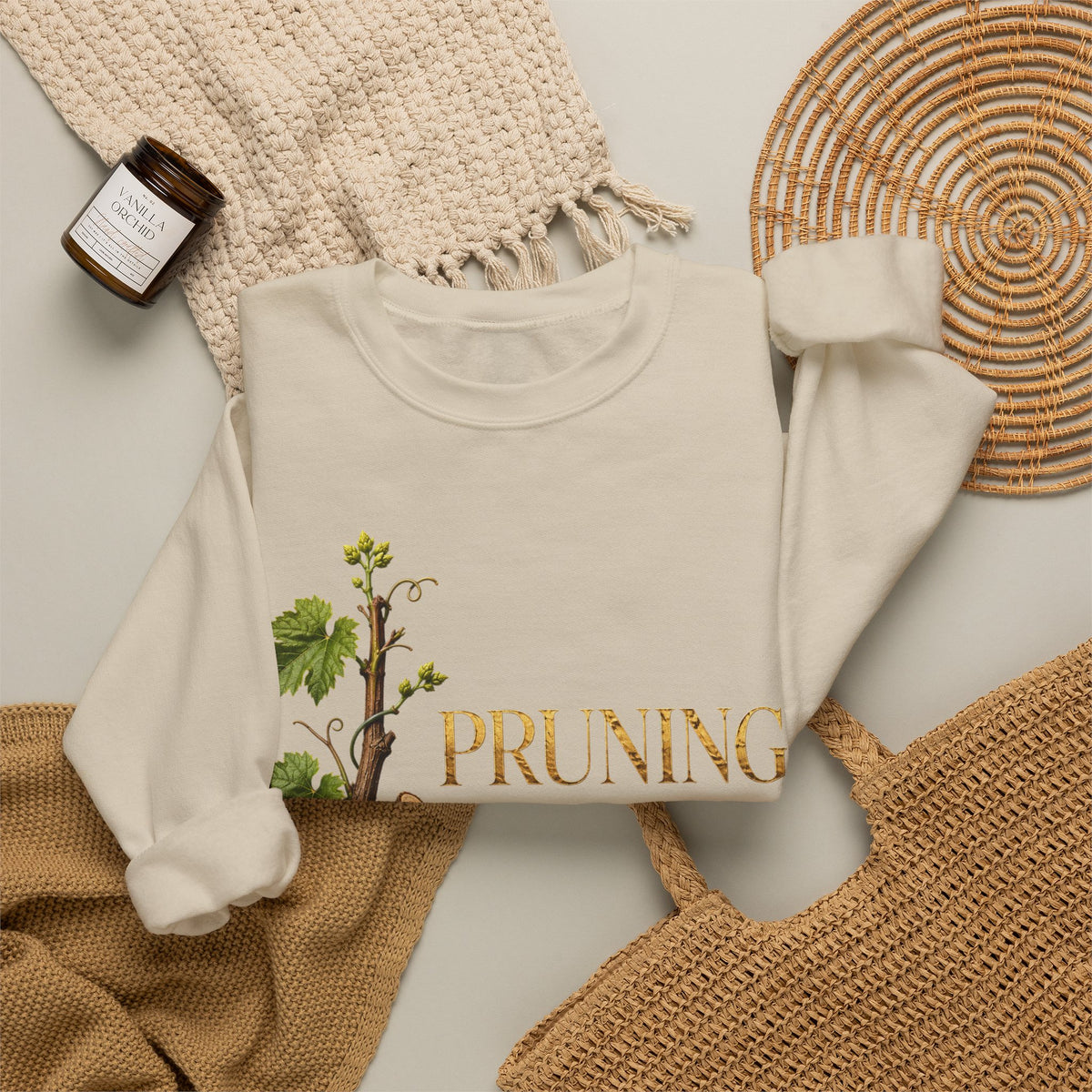 Pruning Hurts Crewneck Sweatshirt — Inspirational Vineyard Gardening Graphic