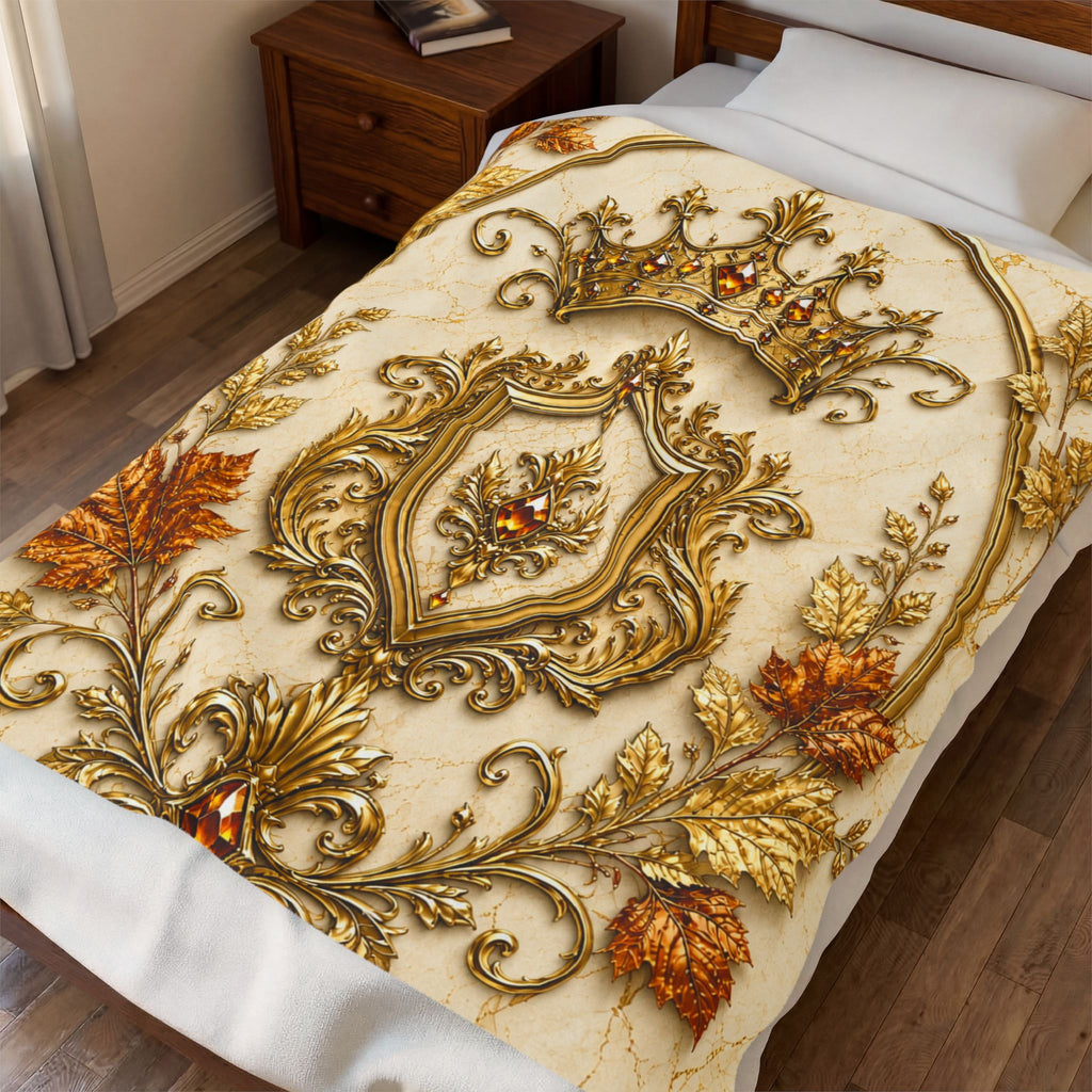 Royal Autumn Crest Velveteen Plush Blanket