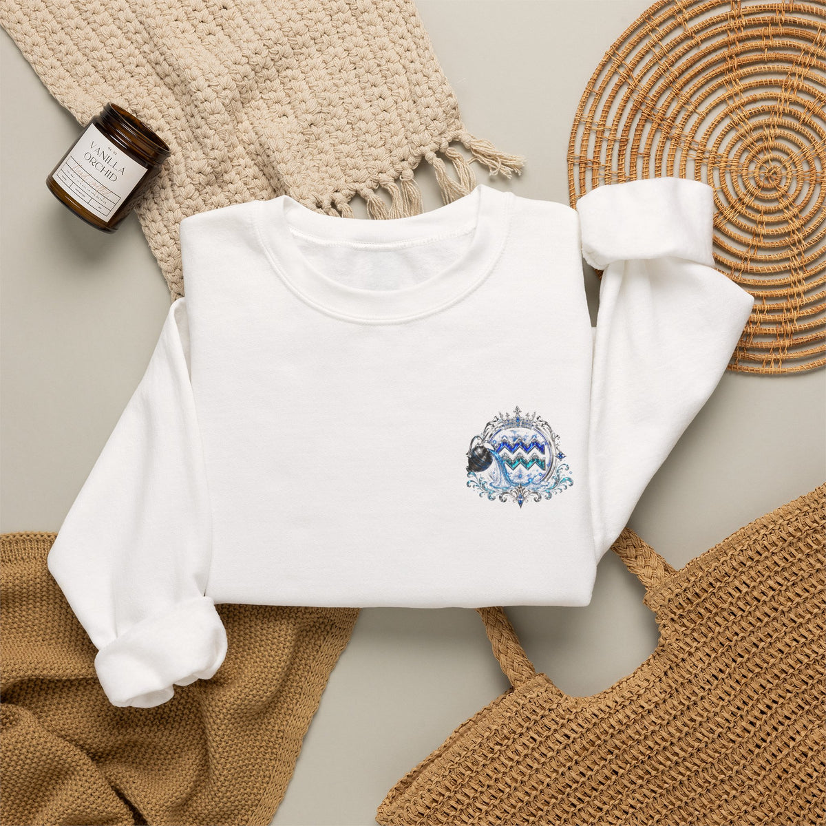 Aquarius Zodiac Sweatshirt — Astrology Water-Bearer Crewneck