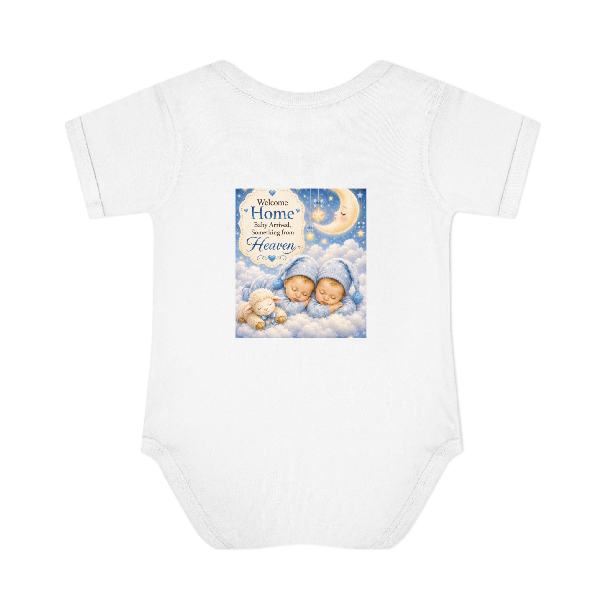 Baby Bodysuit – "Welcome Home Baby" Angel Twins Nursery Bodysuit (Heaven Quote)