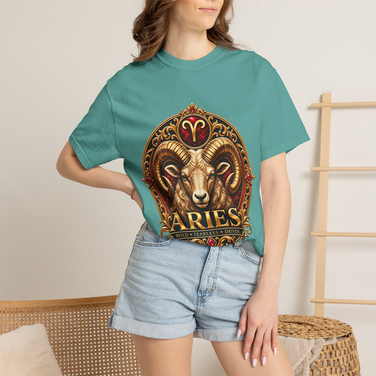 Aries Ram Zodiac T-Shirt — Bold Gold Astrology Tee