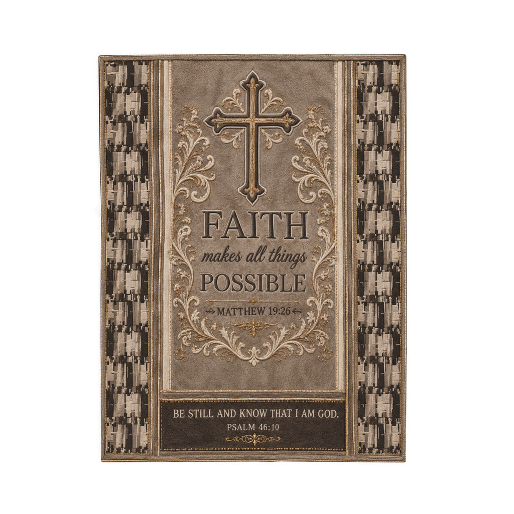 Faith Inspirational Velveteen Plush Blanket – "Faith makes all things possible" (Matthew 19:26)
