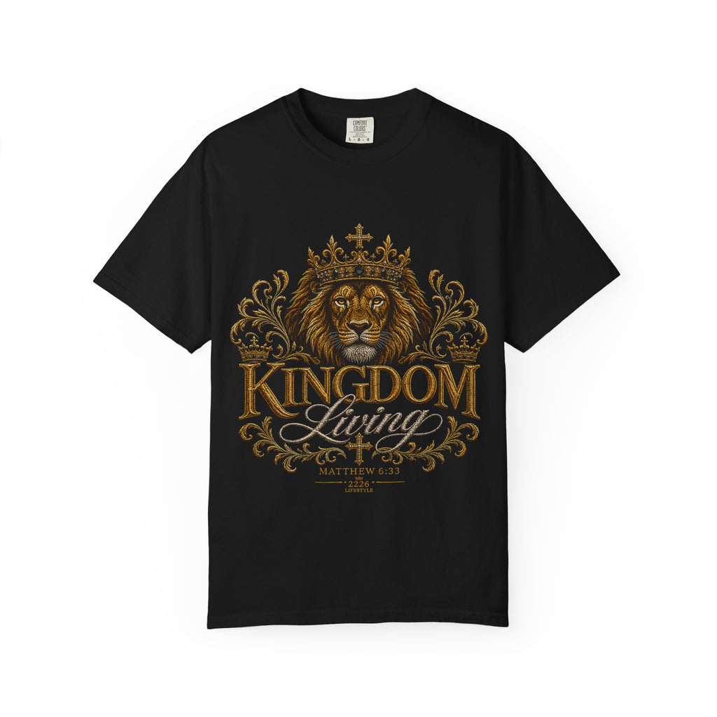 Kingdom Living Lion T-Shirt — Inspirational Christian Cross Floral Tee