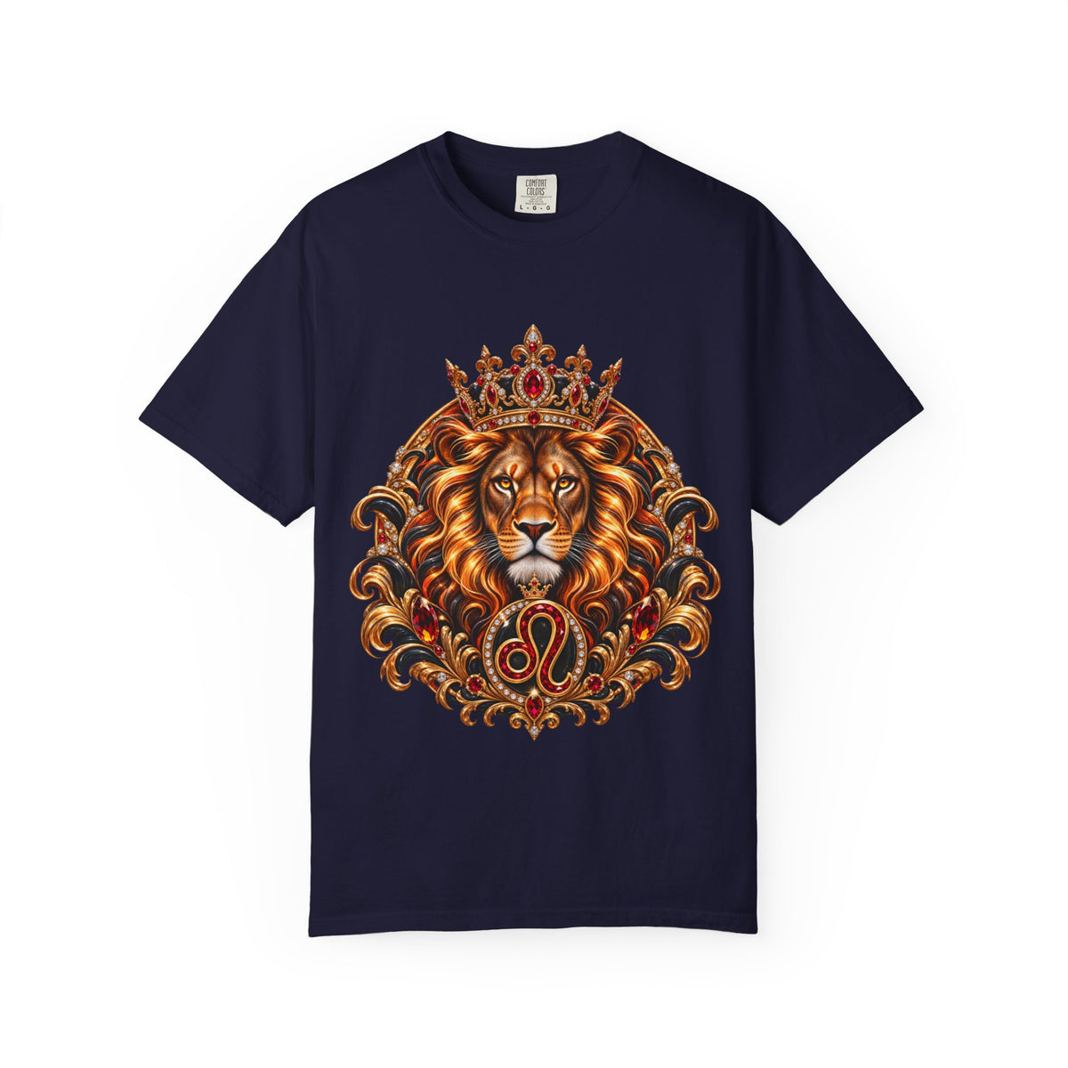 Leo Zodiac Lion T-Shirt — Regal Crowned Lion Astrology Tee