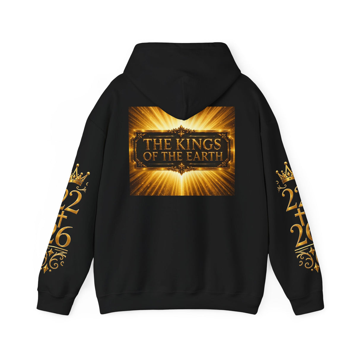 The Kings of the Earth Hoodie – Gold Radiant Crown Sweatshirt (2/6 Sleeve Design)