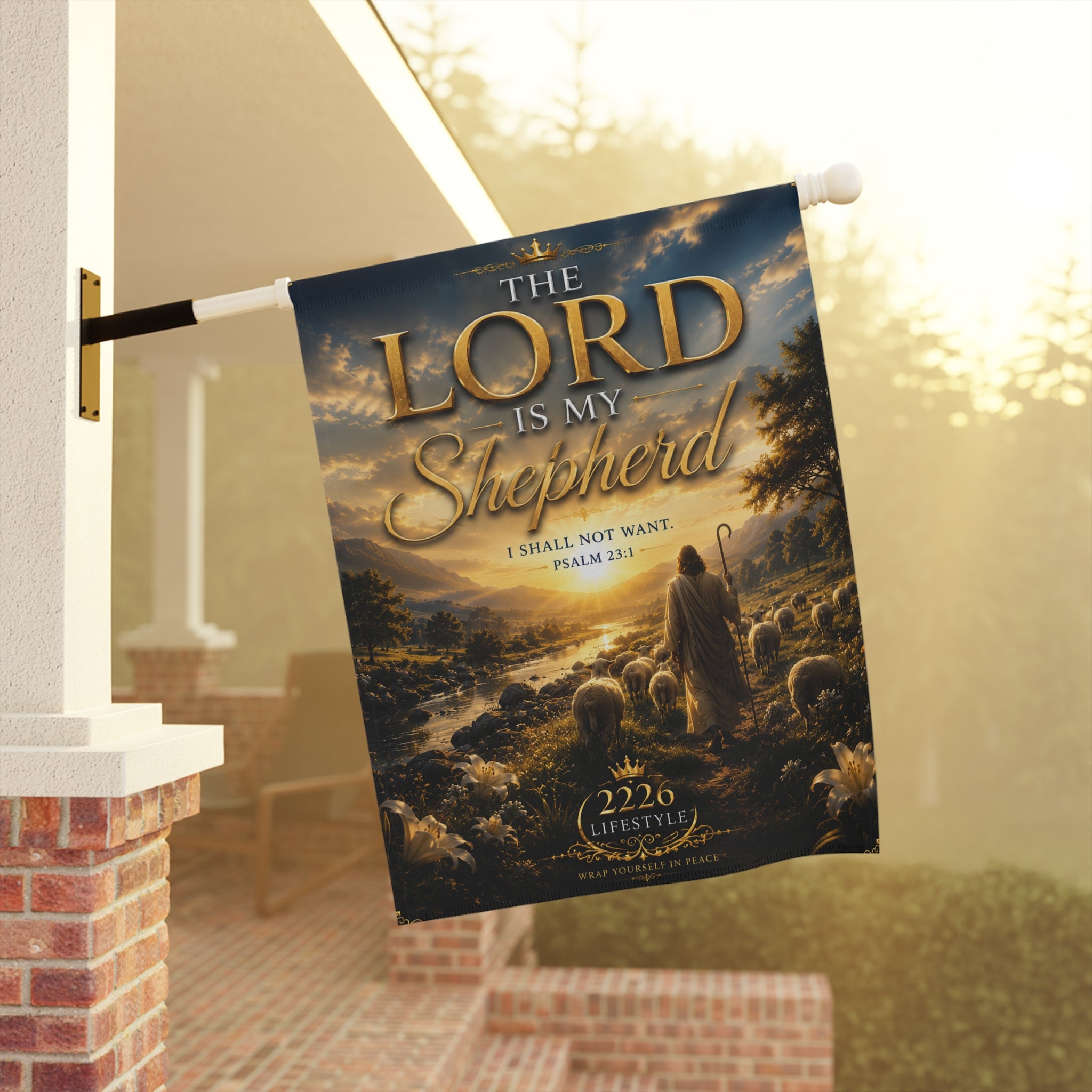 Garden Banner — "The Lord Is My Shepherd" Religious Yard Flag (Psalm 23:1)
