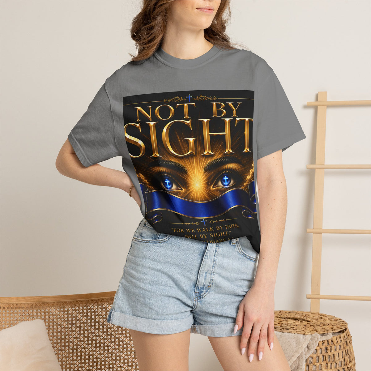 Not By Sight / Walk By Faith T‑Shirt — Christian Faith Graphic Tee