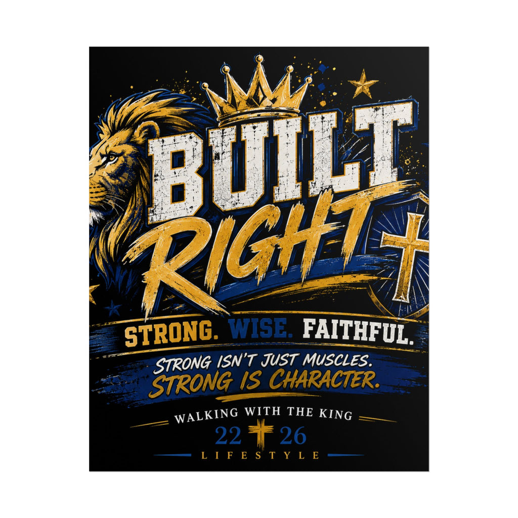 Built Right Poster — “Built Right: Strong, Wise, Faithful” Christian Inspirational Wall Art