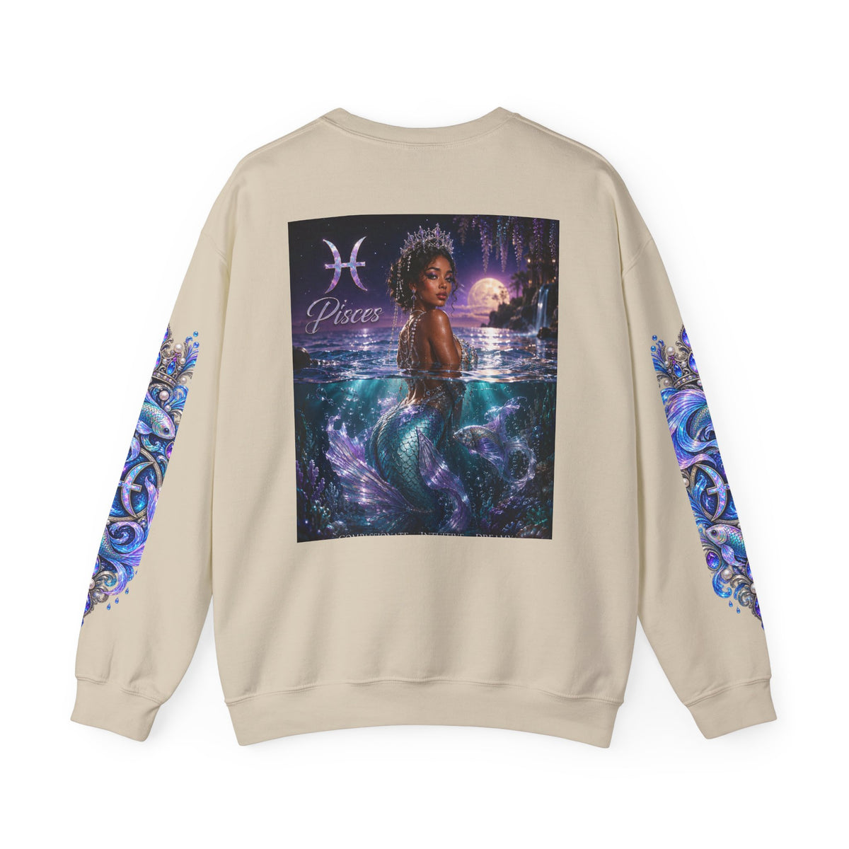 Pisces Mermaid Crewneck Sweatshirt — Zodiac Astrology Graphic Sweater