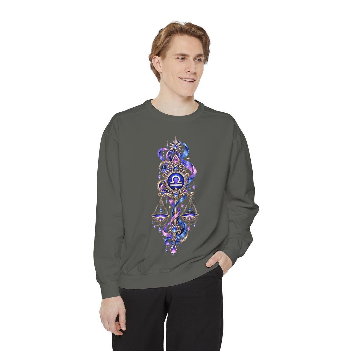 Libra Zodiac Sweatshirt — Scales Astrology Graphic Crewneck