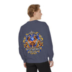 Gemini Zodiac Sweatshirt — Royal Blue & Gold Twin Symbol Crewneck