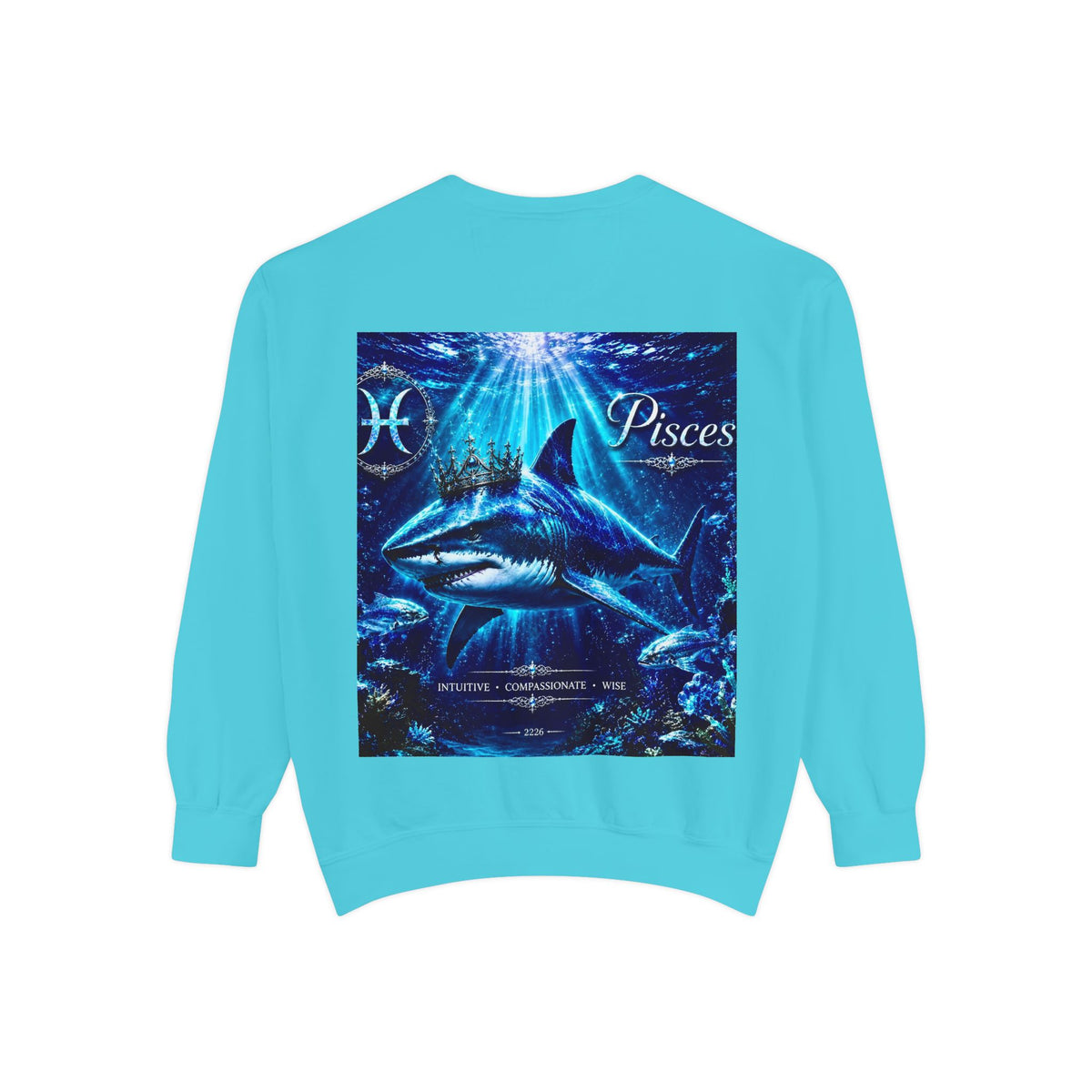 Pisces Zodiac Sweatshirt — Cosmic Blue Pisces Shark Astrological Crewneck