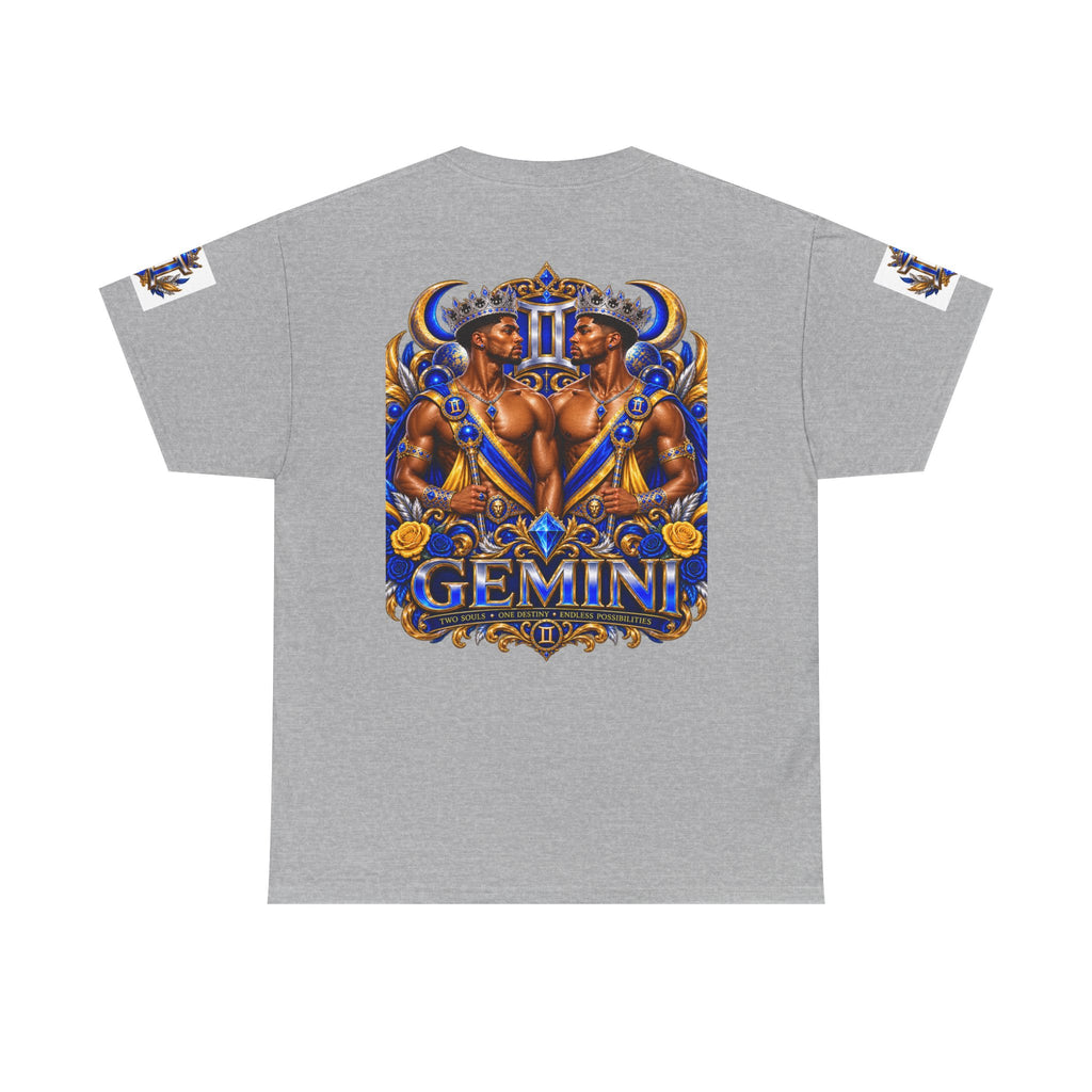 Gemini Zodiac Tee — Bold Royal Twin Astrology T‑Shirt