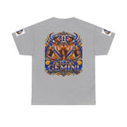 Gemini Zodiac Tee — Bold Royal Twin Astrology T‑Shirt