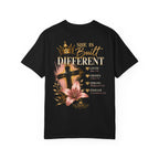 Built Right T-Shirt — Christian Faith Floral Cross Tee (She Is Built Different)