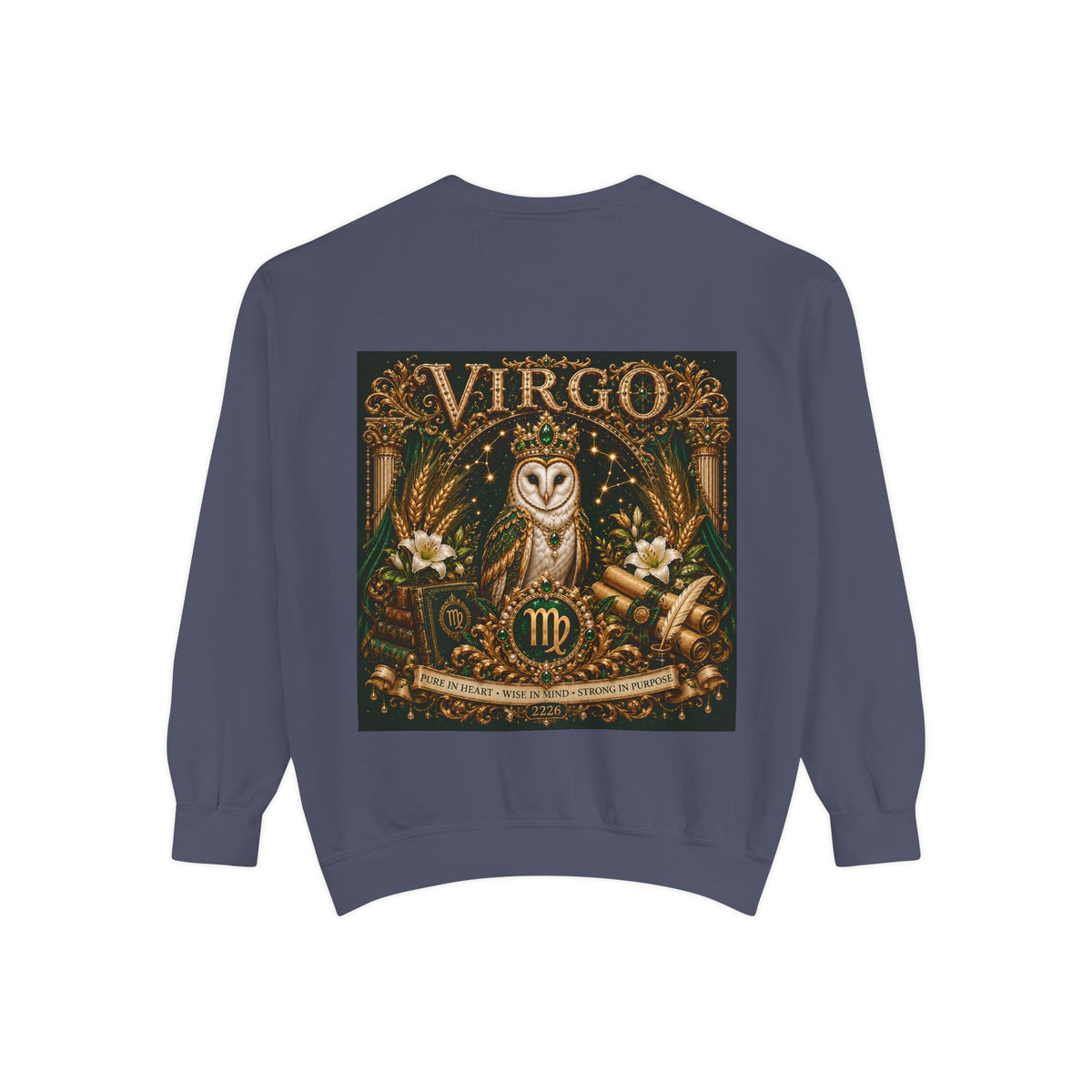 Virgo Zodiac Sweatshirt — Virgo Goddess & Owl Astrology Crewneck