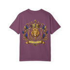 Lion Crest T-Shirt — Regal Crowned Lion with "Faith • Purpose • Peace" Back Graphic