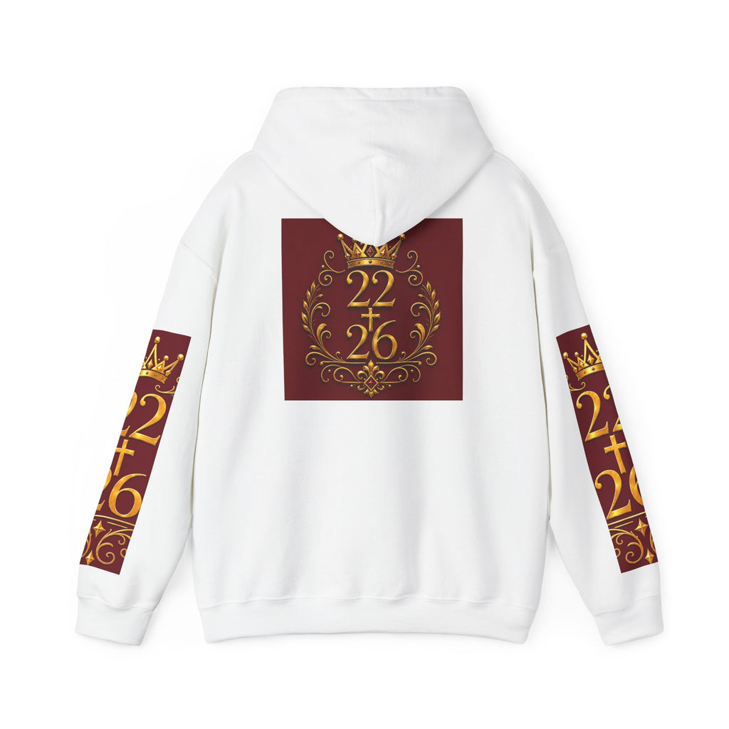 Hoodie “22•26” Regal Crest Pullover — Maroon & Gold Crowned Design