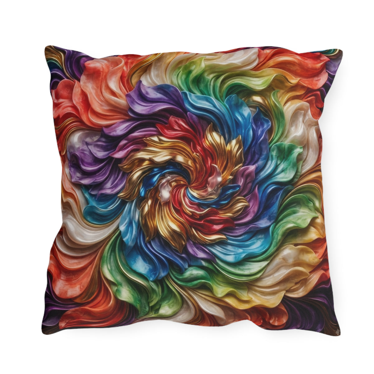 Colorful Swirl Outdoor Pillow — Vibrant Abstract Garden Cushion