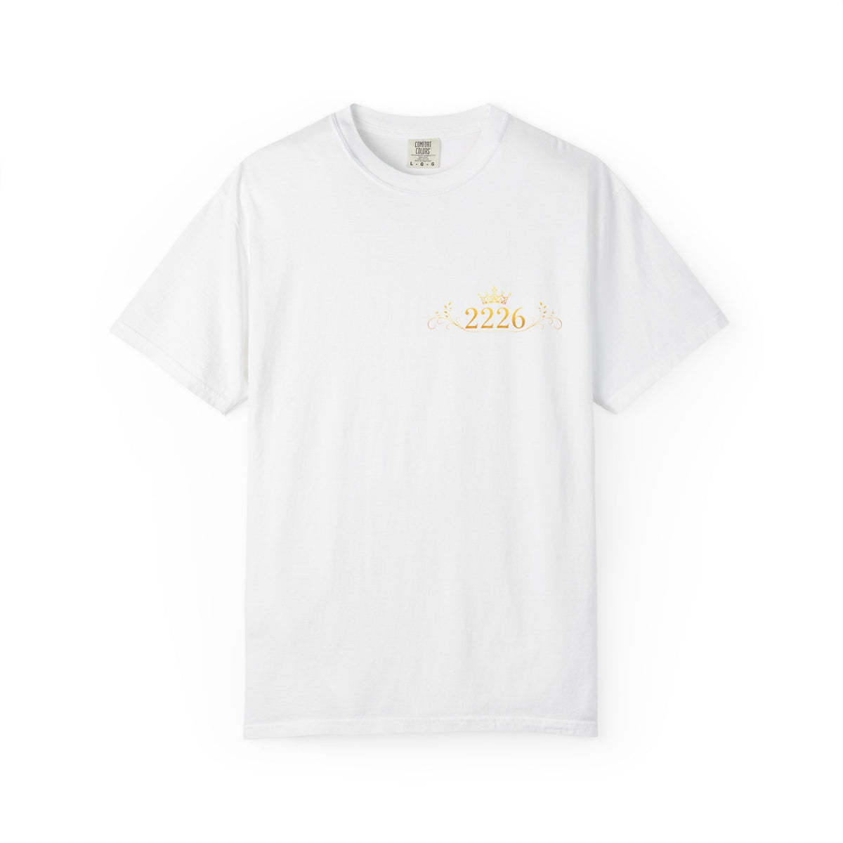 2226 Minimalist Chest Logo Tee — Subtle Gold Graphic T-Shirt