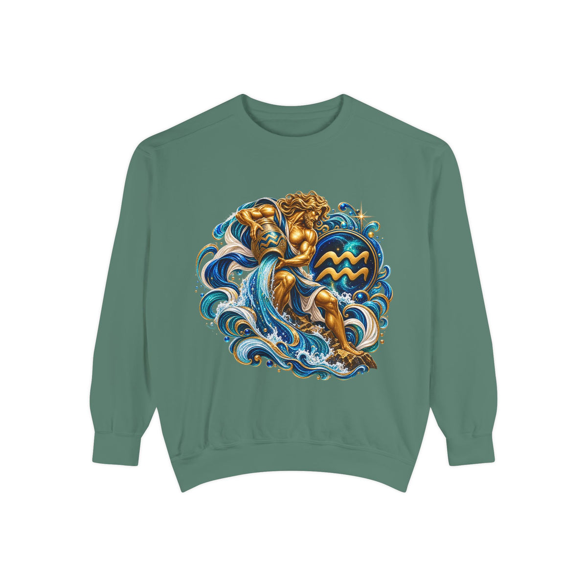 Aquarius Zodiac Sweatshirt — Water Bearer Astrology Graphic Crewneck