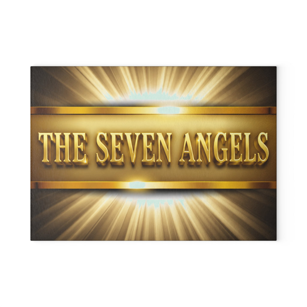 Glass Cutting Board — "The Seven Angels" Gold Radiant Decorative Kitchen Board