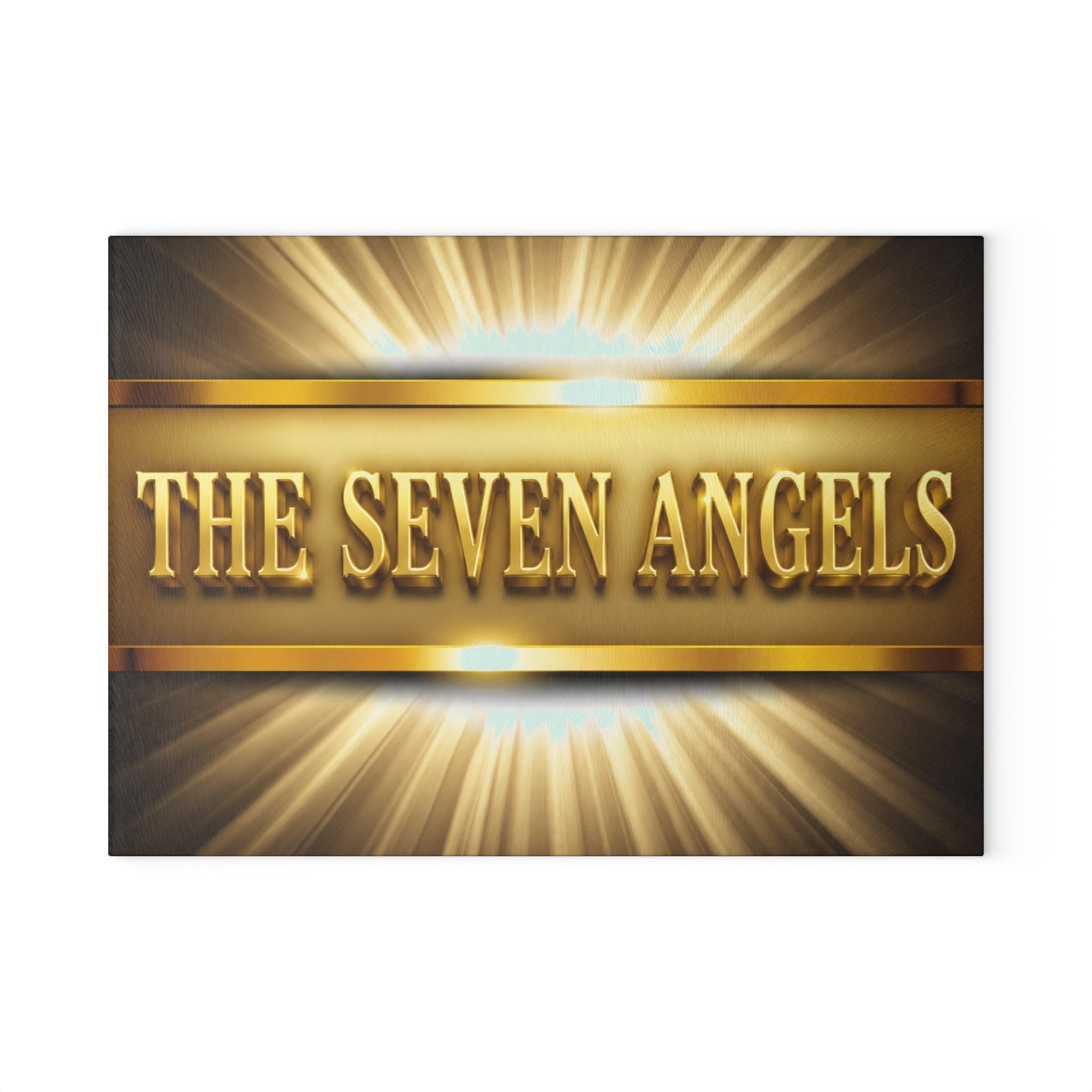 Glass Cutting Board — "The Seven Angels" Gold Radiant Decorative Kitchen Board