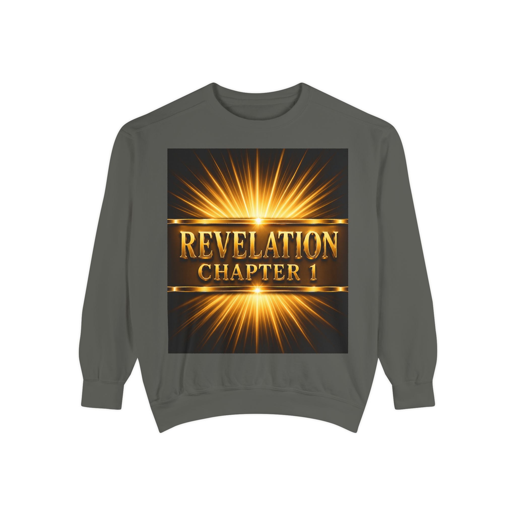 Revelation Chapter 1 Sweatshirt — Golden Christ Return Religious Crewneck