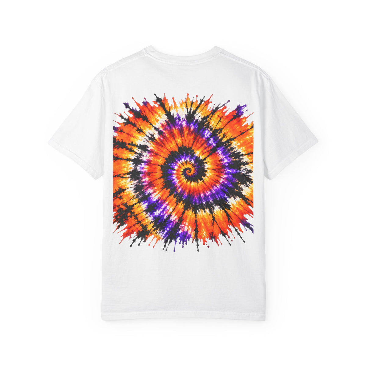 Tie-Dye Spiral T-Shirt — Orange Purple Psychedelic Graphic Tee