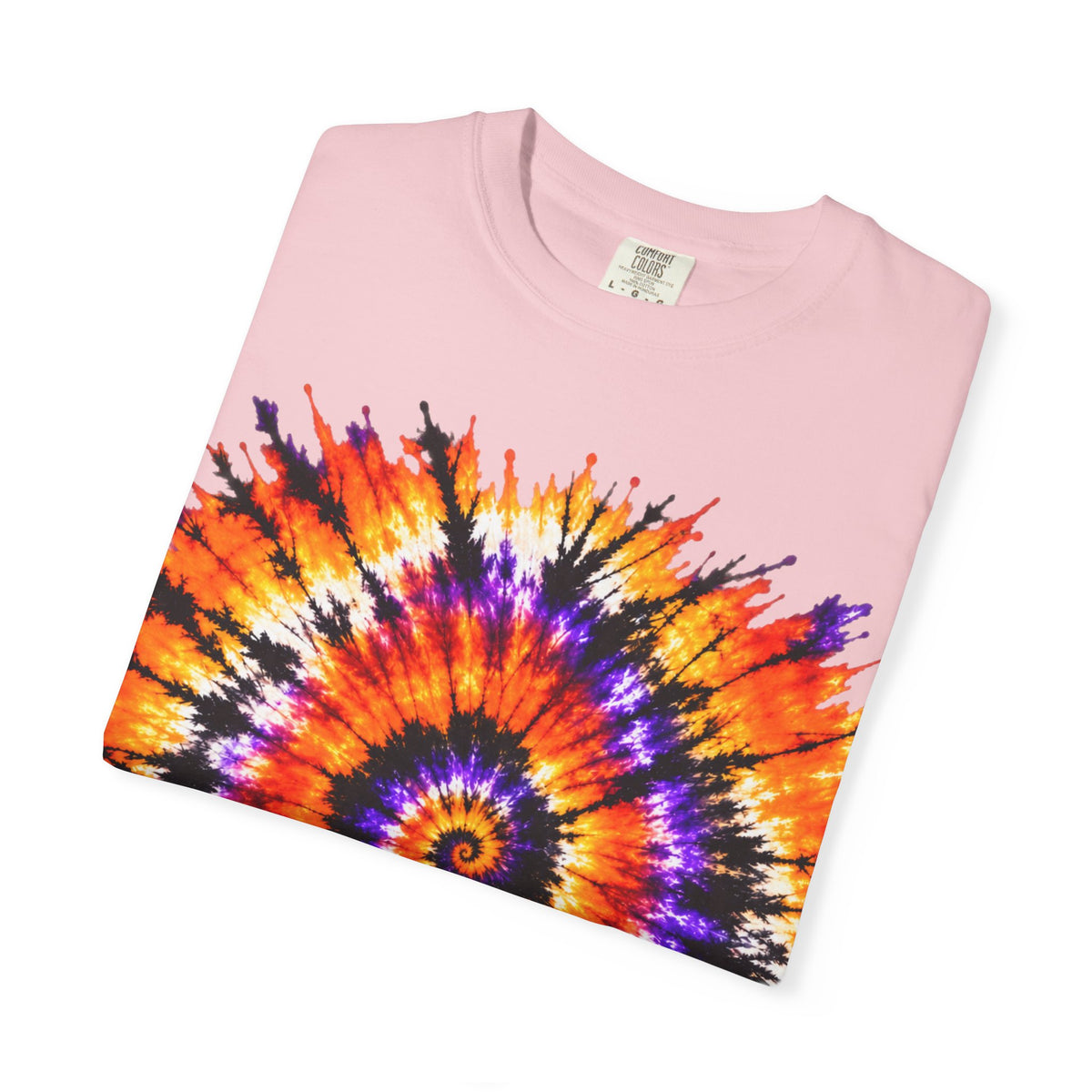 Tie-Dye Spiral T-Shirt — Orange Purple Psychedelic Graphic Tee