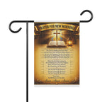 Garden Flag — "Prayer For New Mornings" Inspirational Garden Banner with Cross & Psalm Text